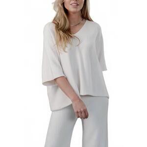NEW COBBLESTONE LIVING coletta short sleeve sweater in ivory